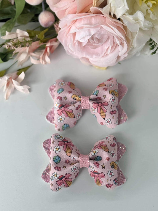 Back to school bows, bows, bow set, lazos, piggie bows, girl accessory, handmade, girl