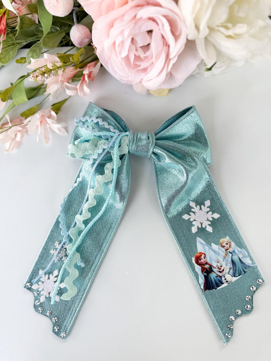 Frozen bows , bow, coquette style, bows, handmade gift for her . Beautiful bows, movie theme bows , long bows, cheerleading bows